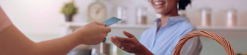 Woman making a transaction with a card