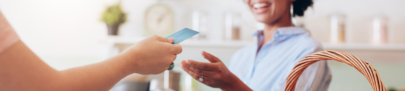 Woman making a transaction with a card